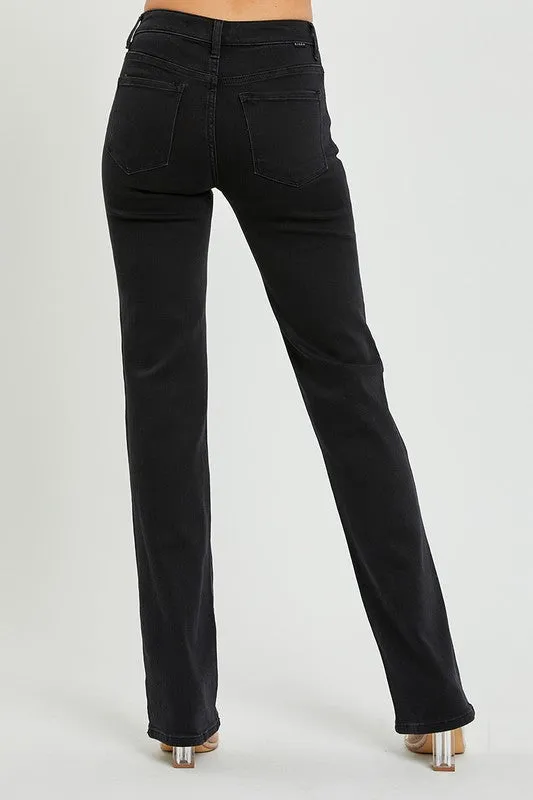 Mirah Mid Rise Slim Straight Jeans - Black