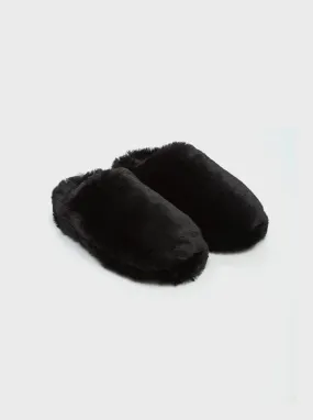 Misha Black Plush Mule