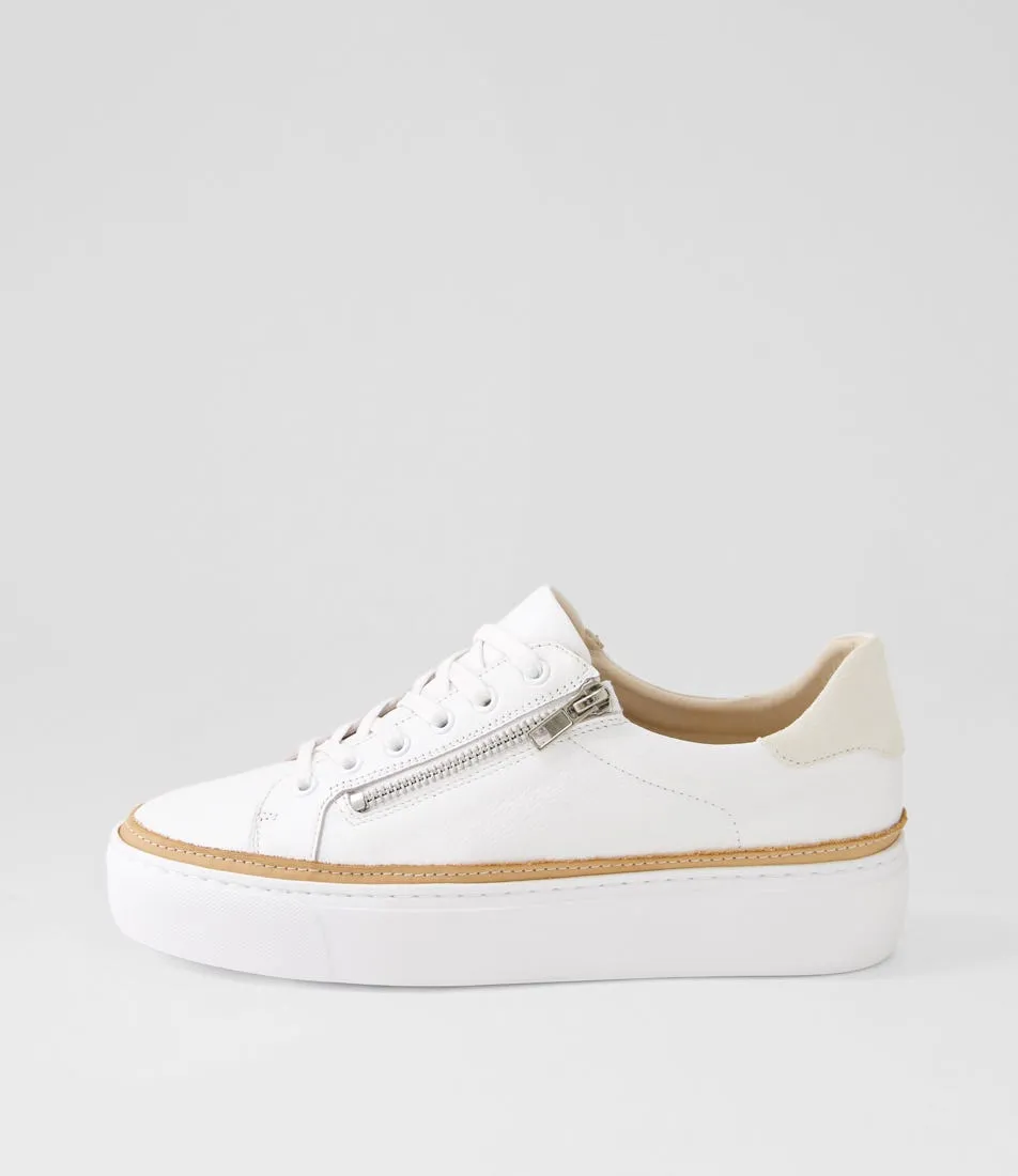 MOLLINI Chessy White Leather Suede Sneakers