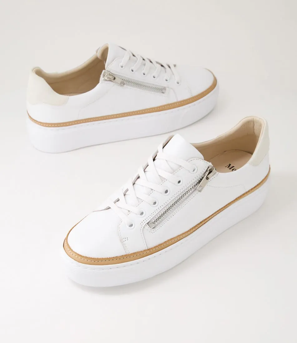 MOLLINI Chessy White Leather Suede Sneakers