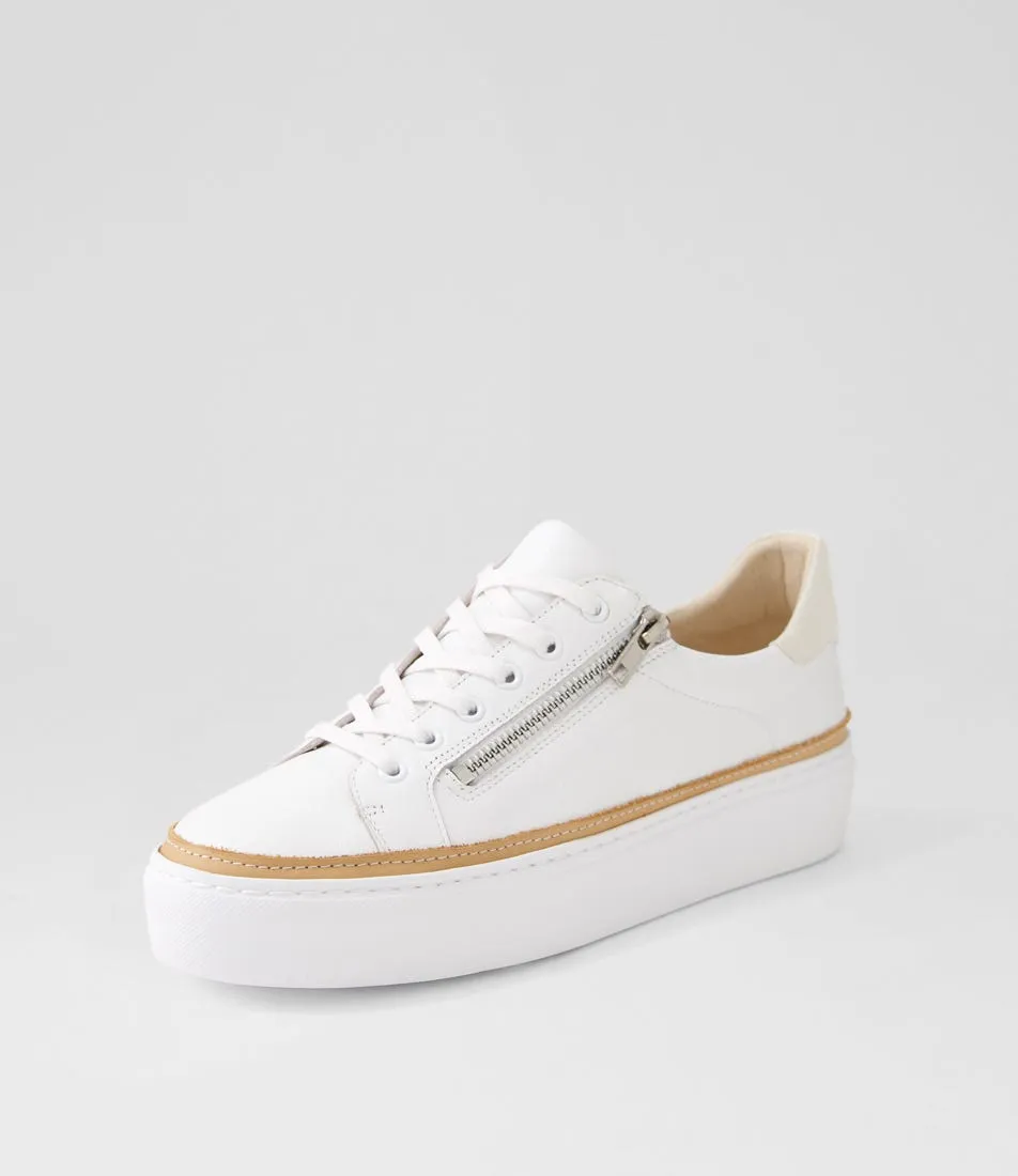 MOLLINI Chessy White Leather Suede Sneakers