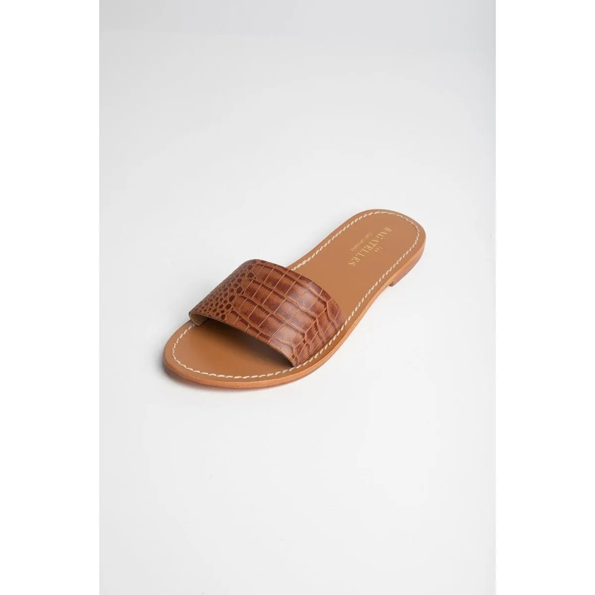 Tan Croco Mules