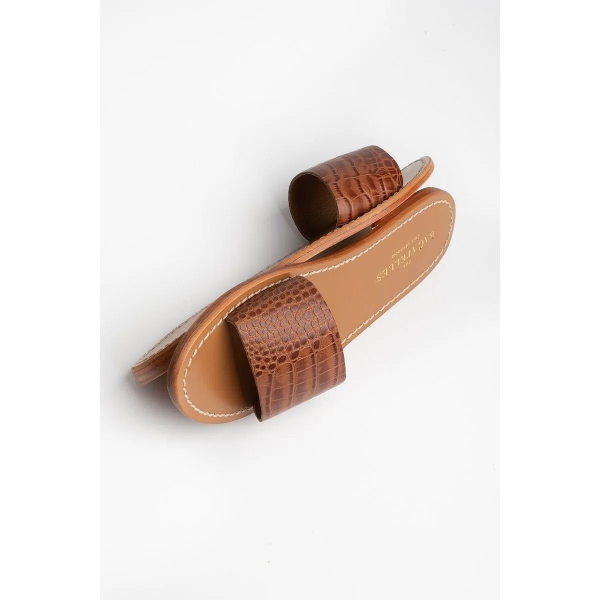 Tan Croco Mules