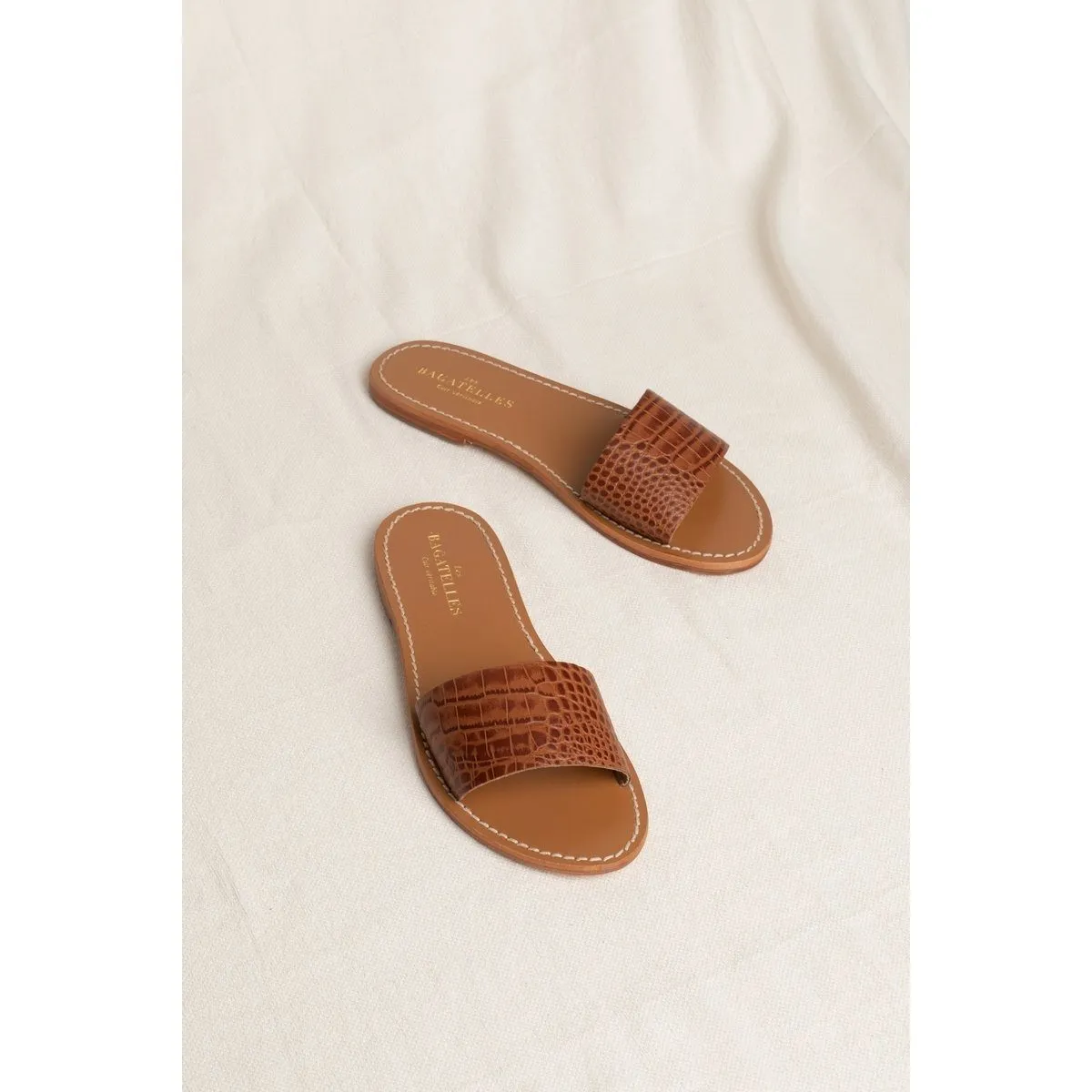 Tan Croco Mules