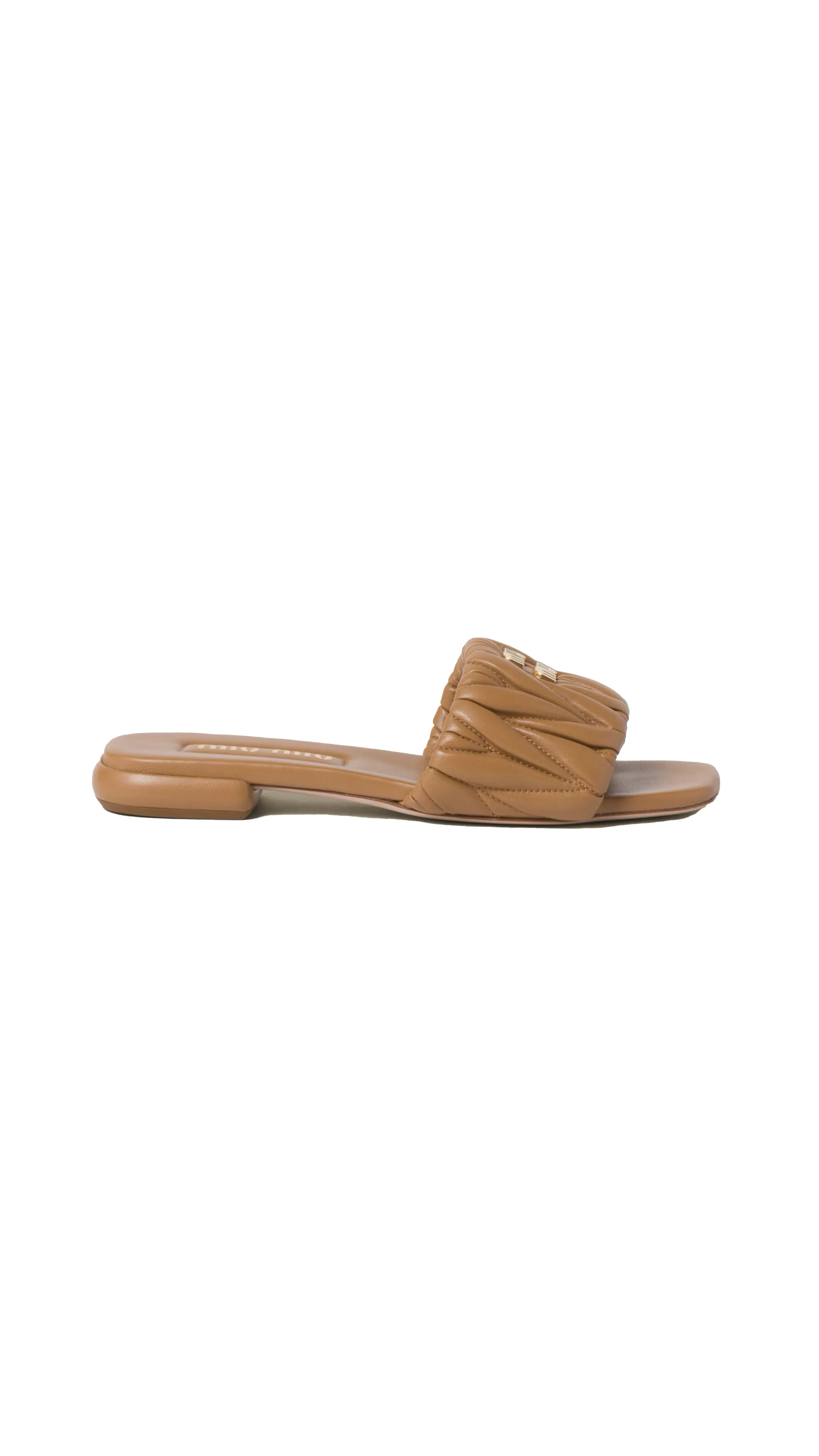 Nappa Leather Slides - Caramel Matelassé