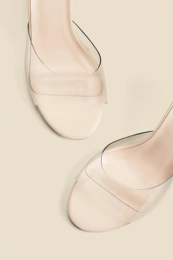 Natural Perspex High Heel Mules