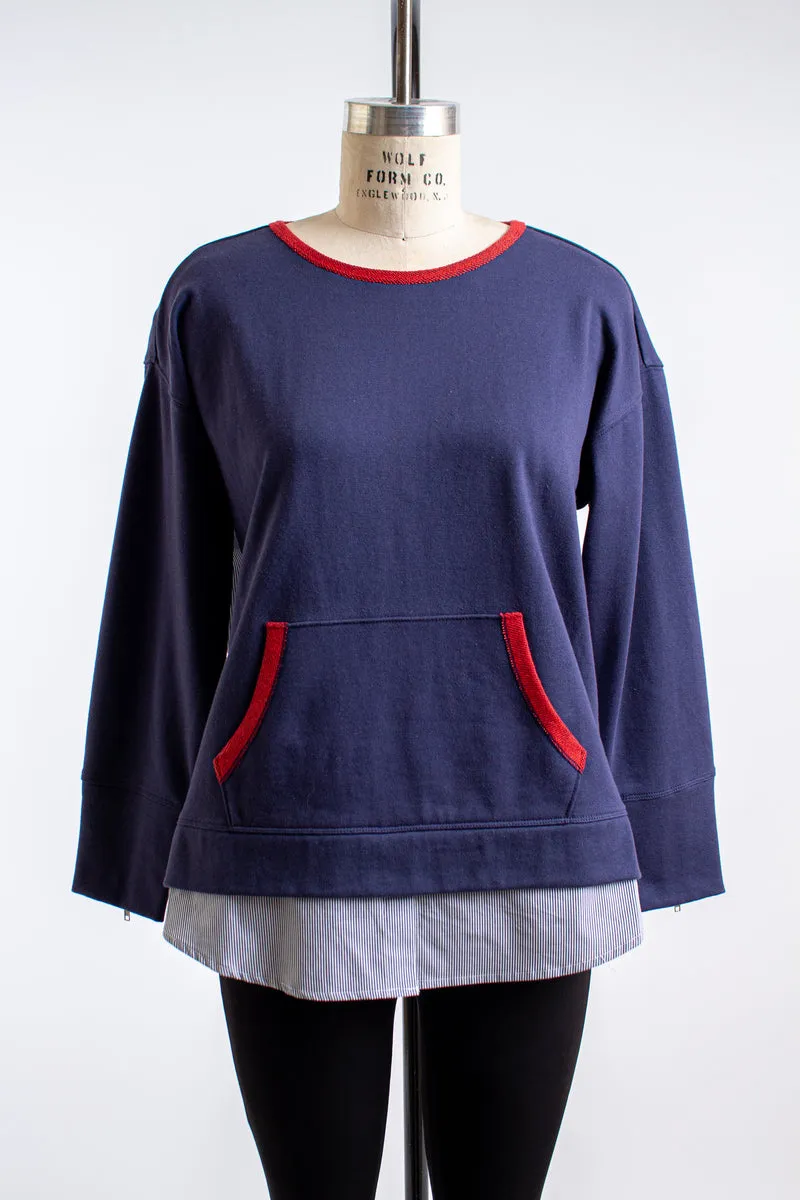 Navy Blue Distressed Sweatshirt