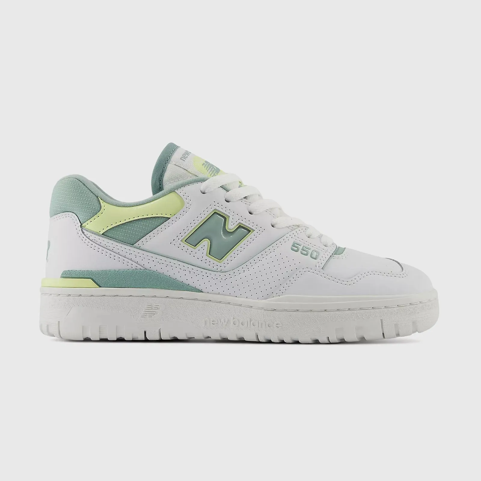 New Balance 550 White/Green Leather Sneakers