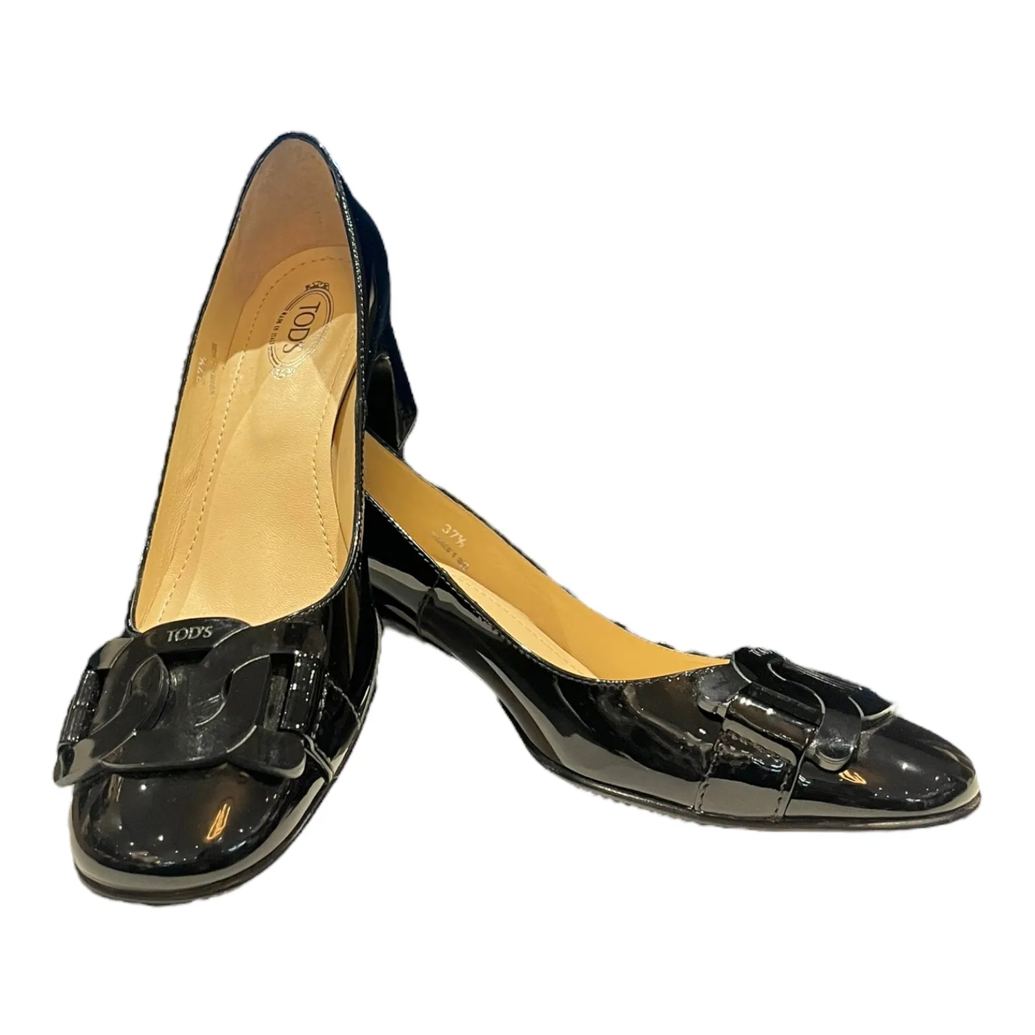 NEW Tod's Black Patent Loafer Heels