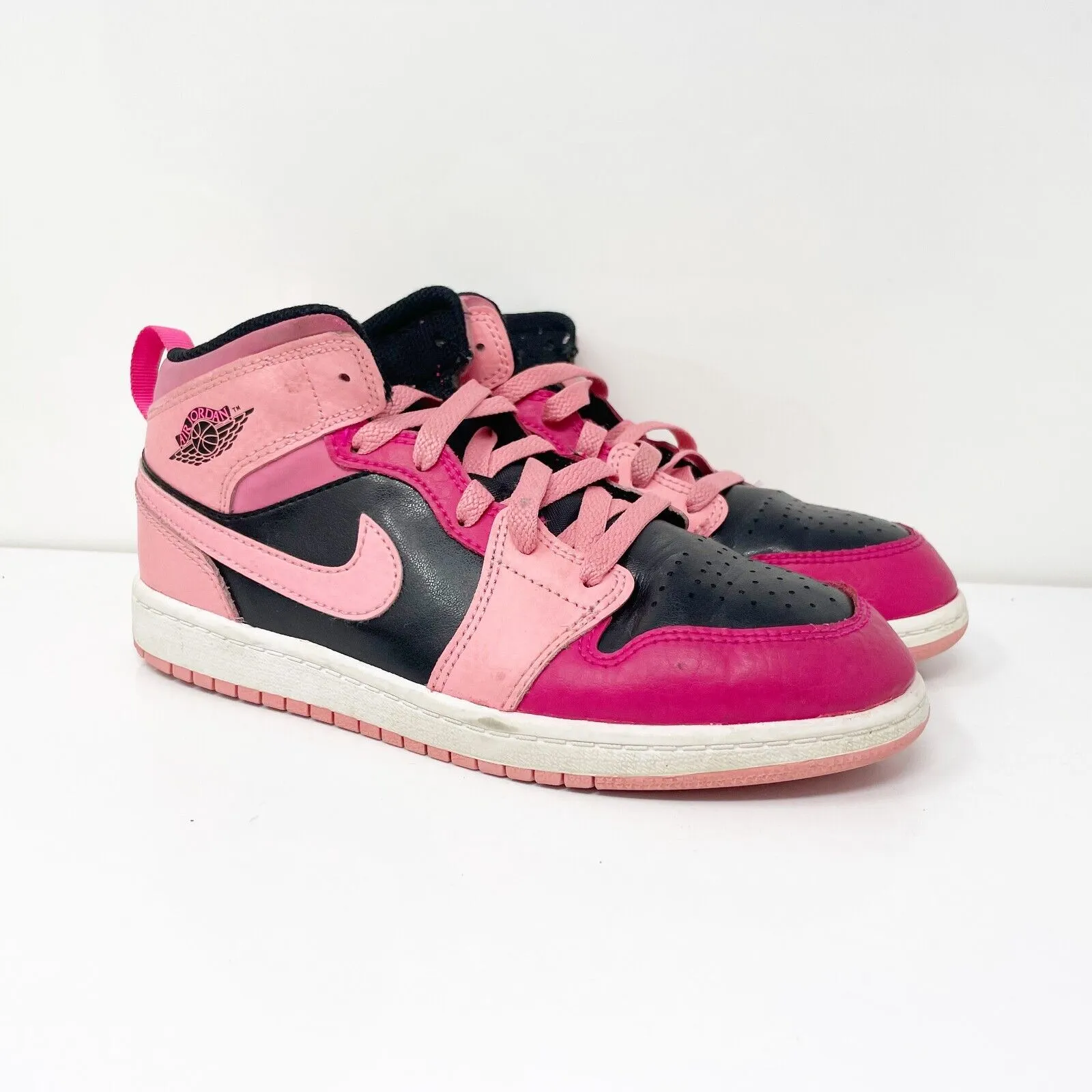 Nike Boys Air Jordan 1 Mid 640734-662 Pink Basketball Shoes Sneakers Size 3Y