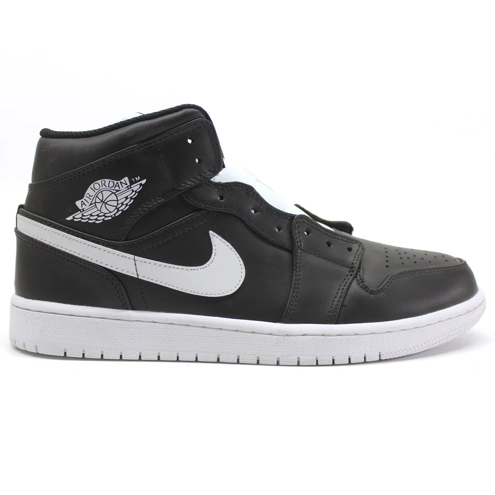 Nike Jordan Air Jordan 1 Mid Black White Mens Leather High-top Sneakers Trainers - UK 10