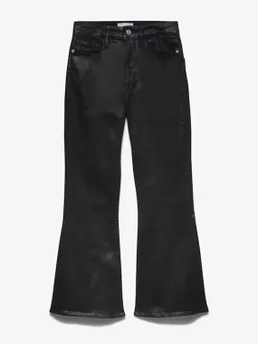 Noir Coated Black Crop Flare Jeans.