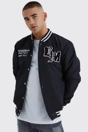 Nylon Varsity Jacket With Badges