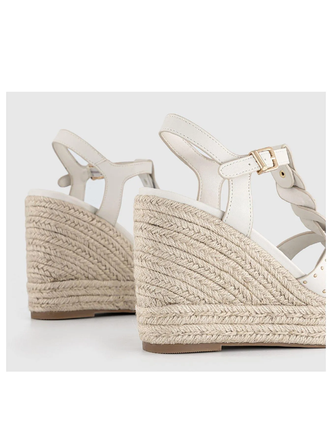 White Stud Espadrille Wedges