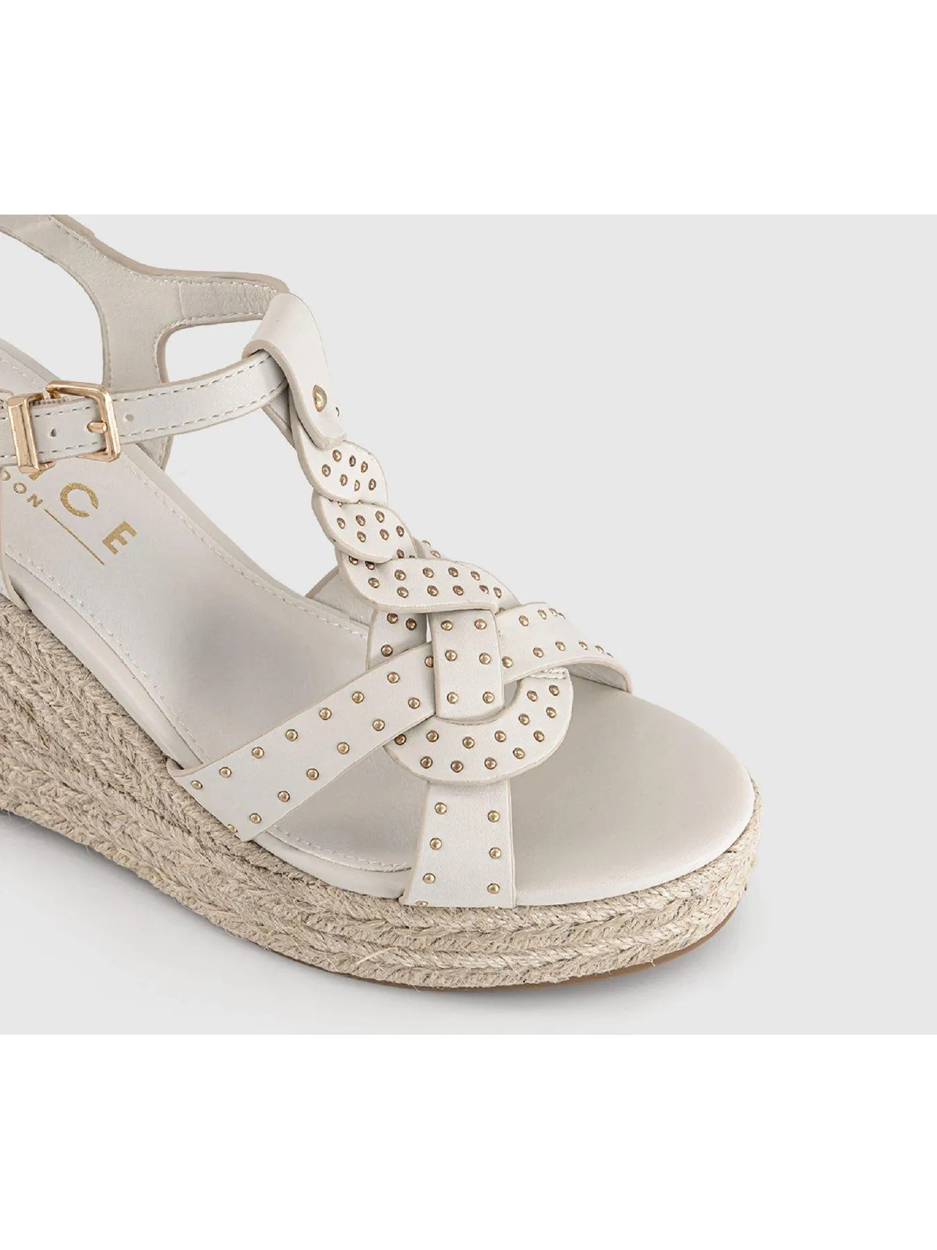 White Stud Espadrille Wedges