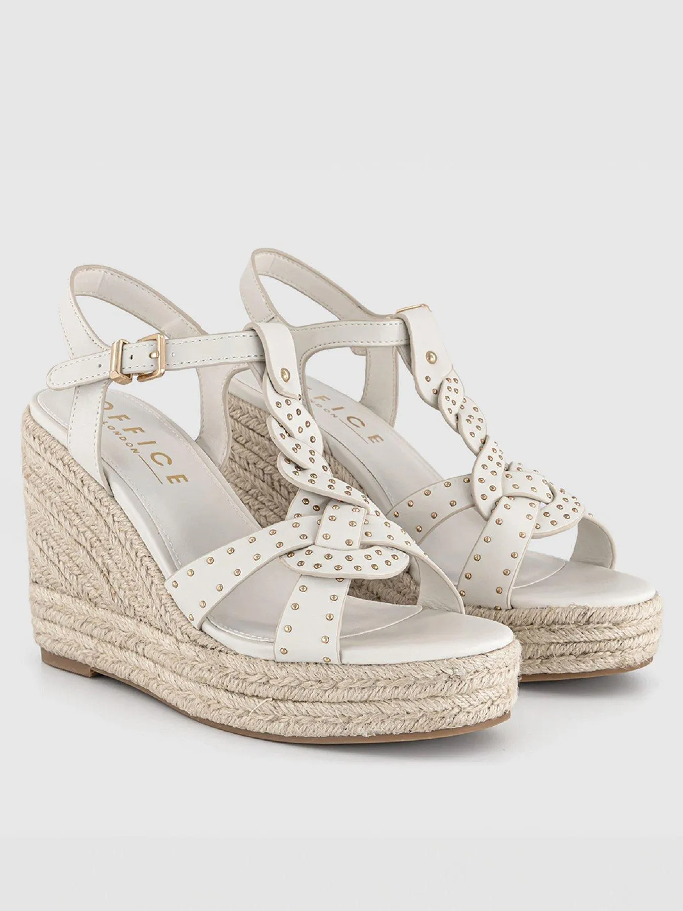 White Stud Espadrille Wedges