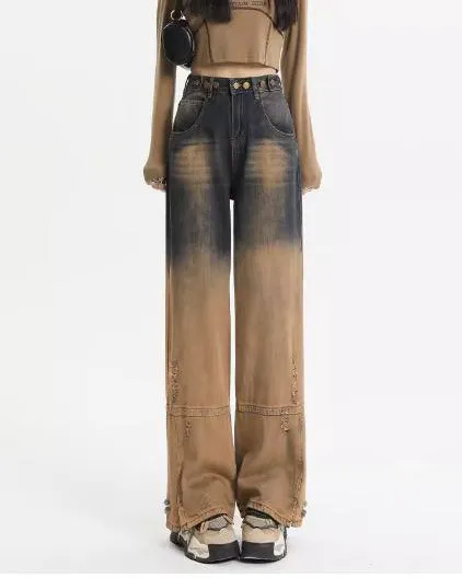 One Way Ticket Brown Aesthetic Jeans