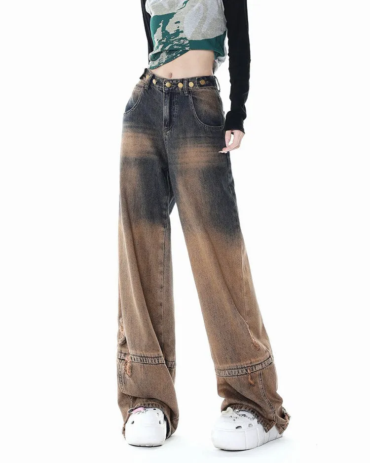 One Way Ticket Brown Aesthetic Jeans