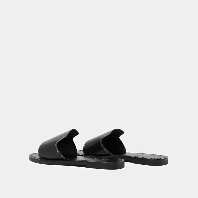 Open-toe mules in black leather