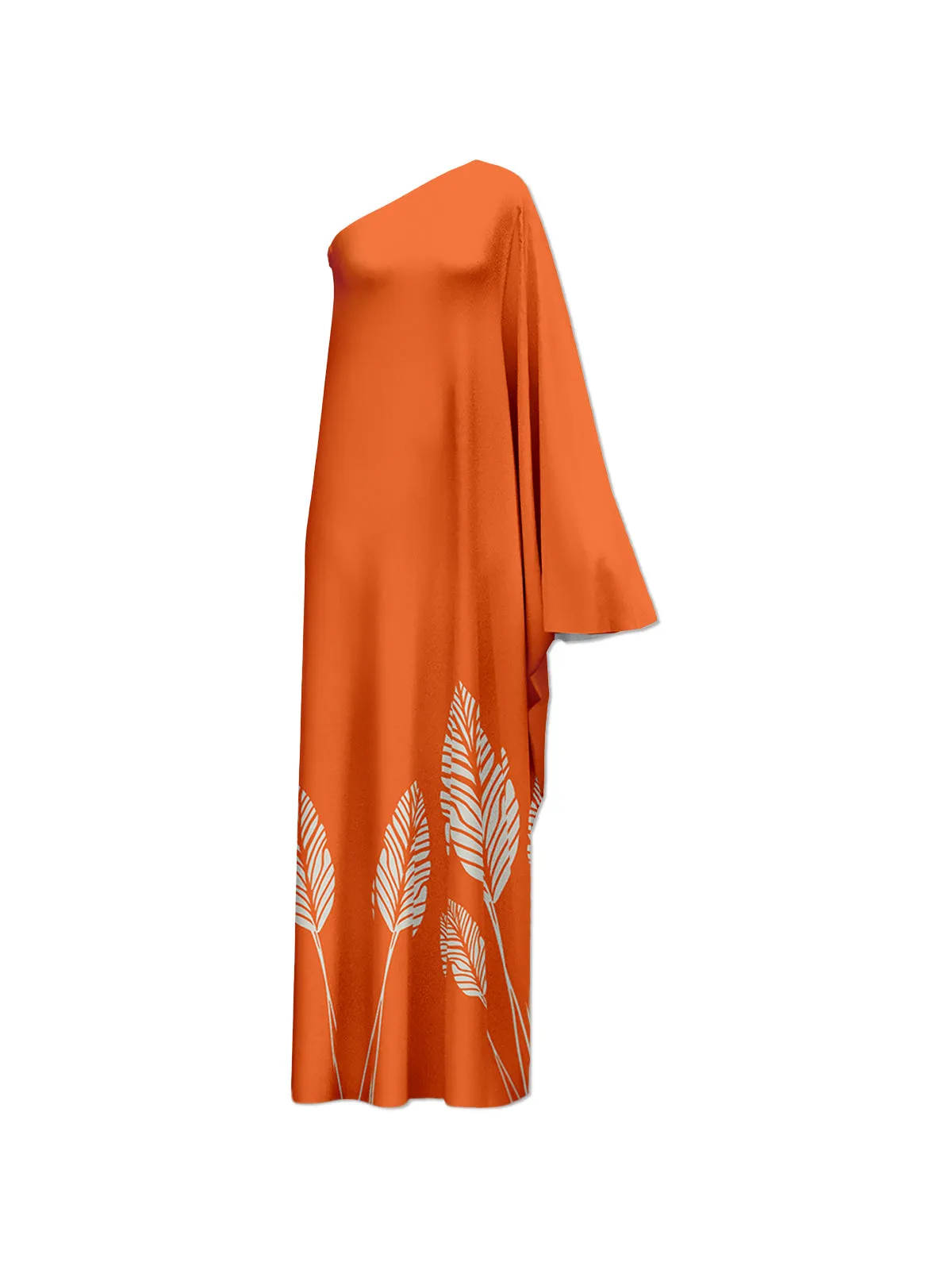 Orange Palm Tree Print Dress