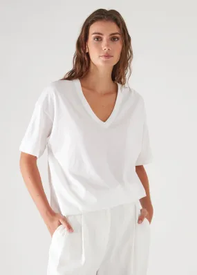 Natural Pima Cotton Loose-Fit V-Neck Top