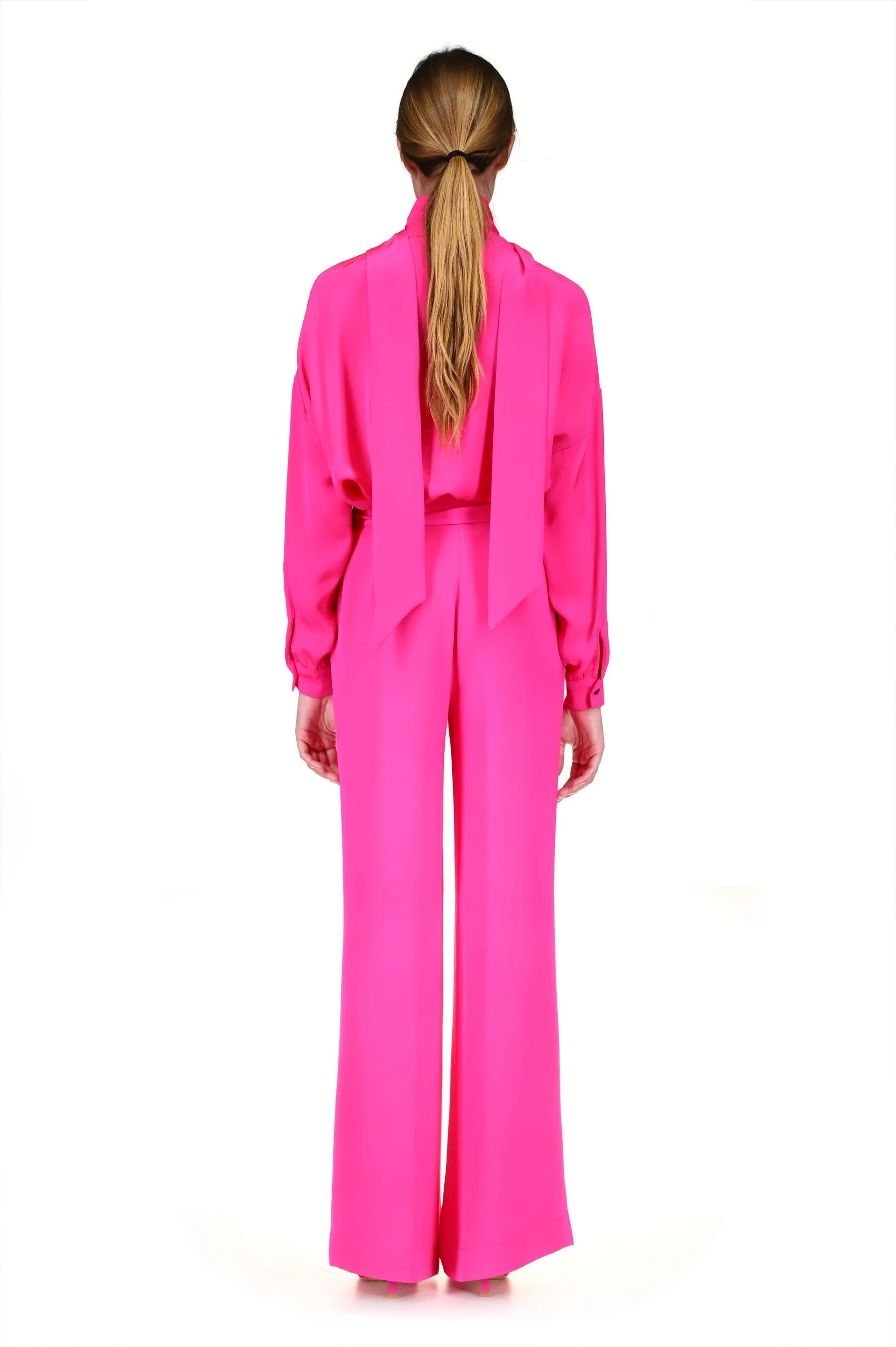 'OVERSATURATED SILKS' PINK WIDE LEG TROUSERS