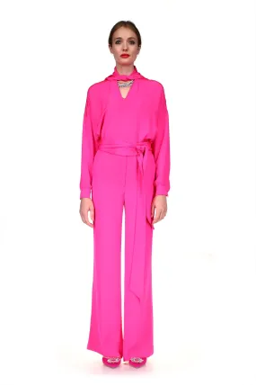 'OVERSATURATED SILKS' PINK WIDE LEG TROUSERS