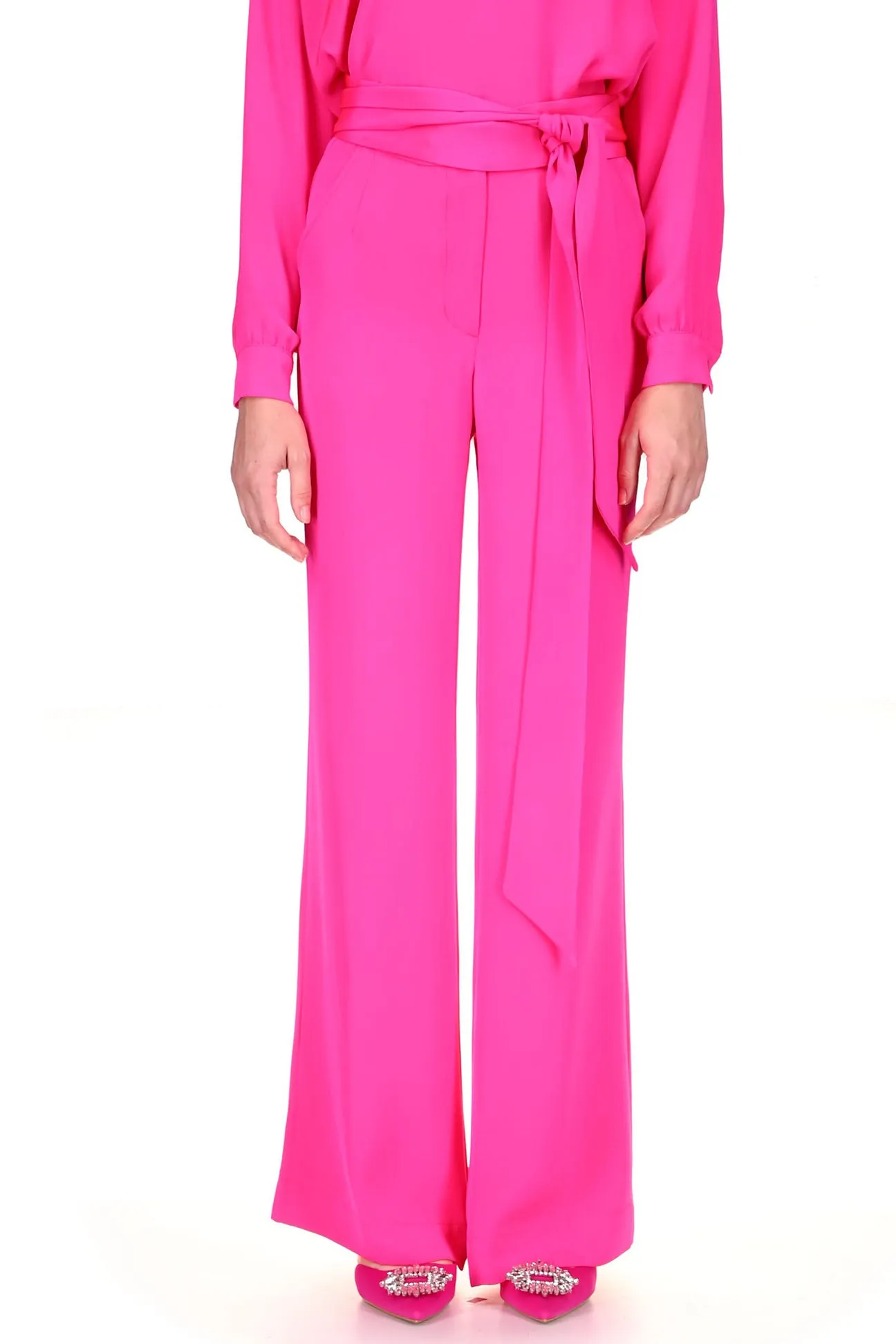 'OVERSATURATED SILKS' PINK WIDE LEG TROUSERS