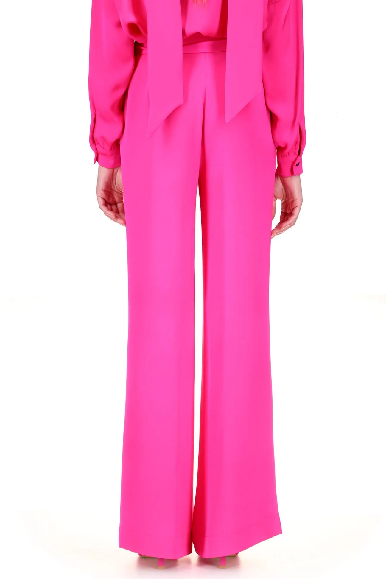 'OVERSATURATED SILKS' PINK WIDE LEG TROUSERS