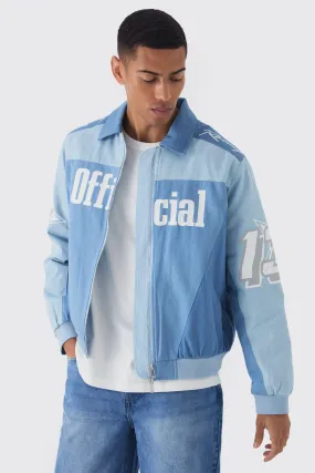 Oversized Denim Moto Official Bomber Jacket