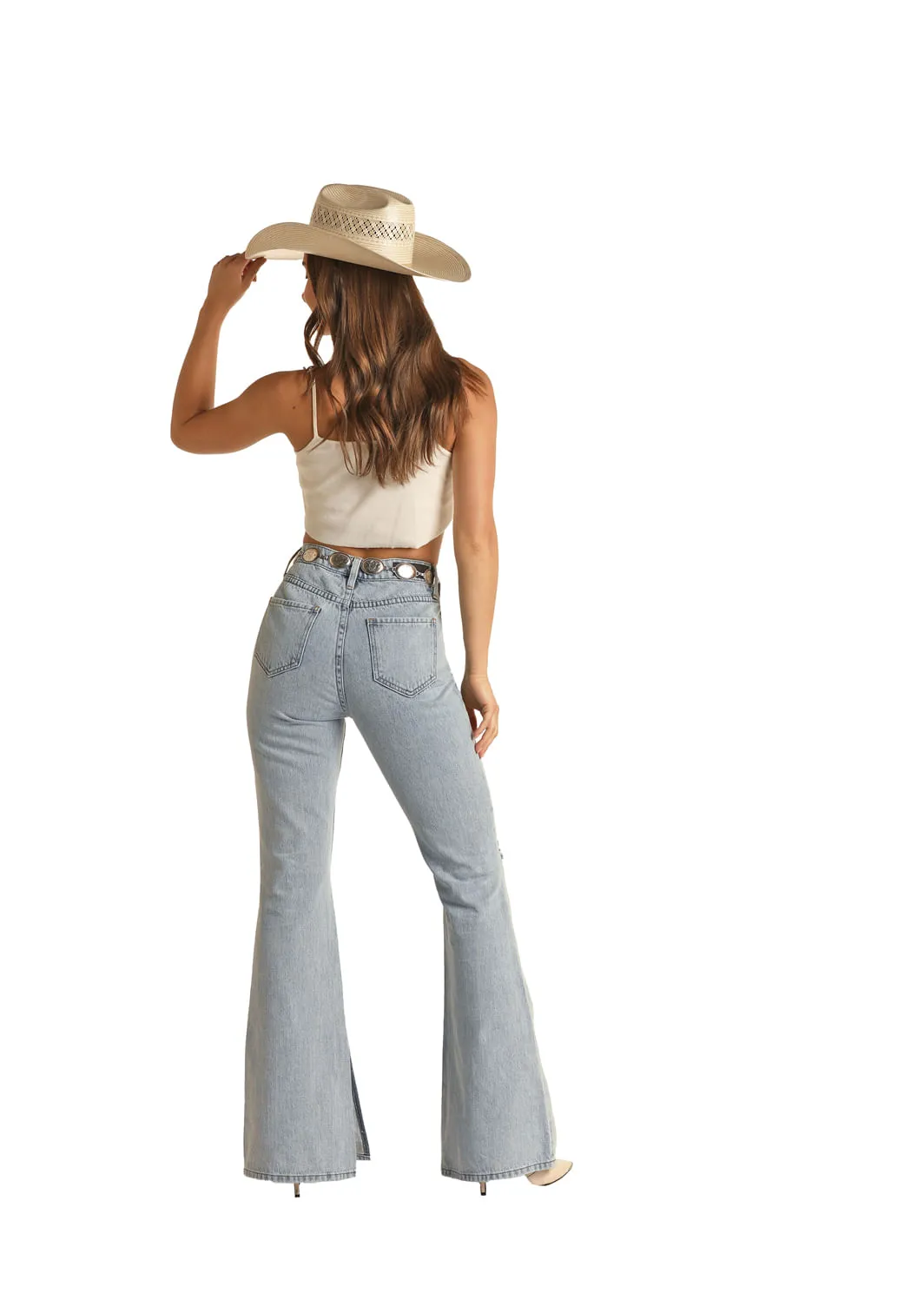 Light Wash Hem Slit Jeans