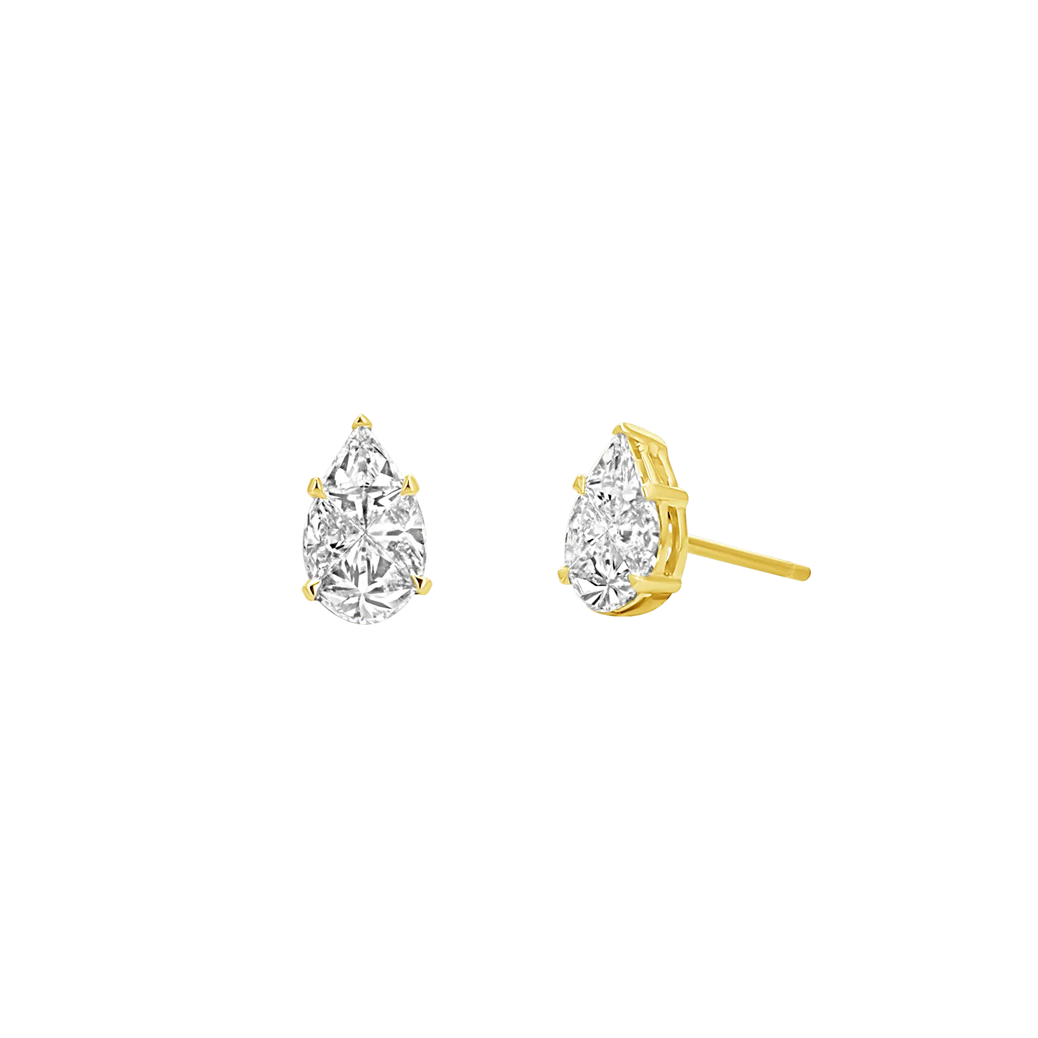 Pear Shape Illusion Set Diamond Stud Earrings