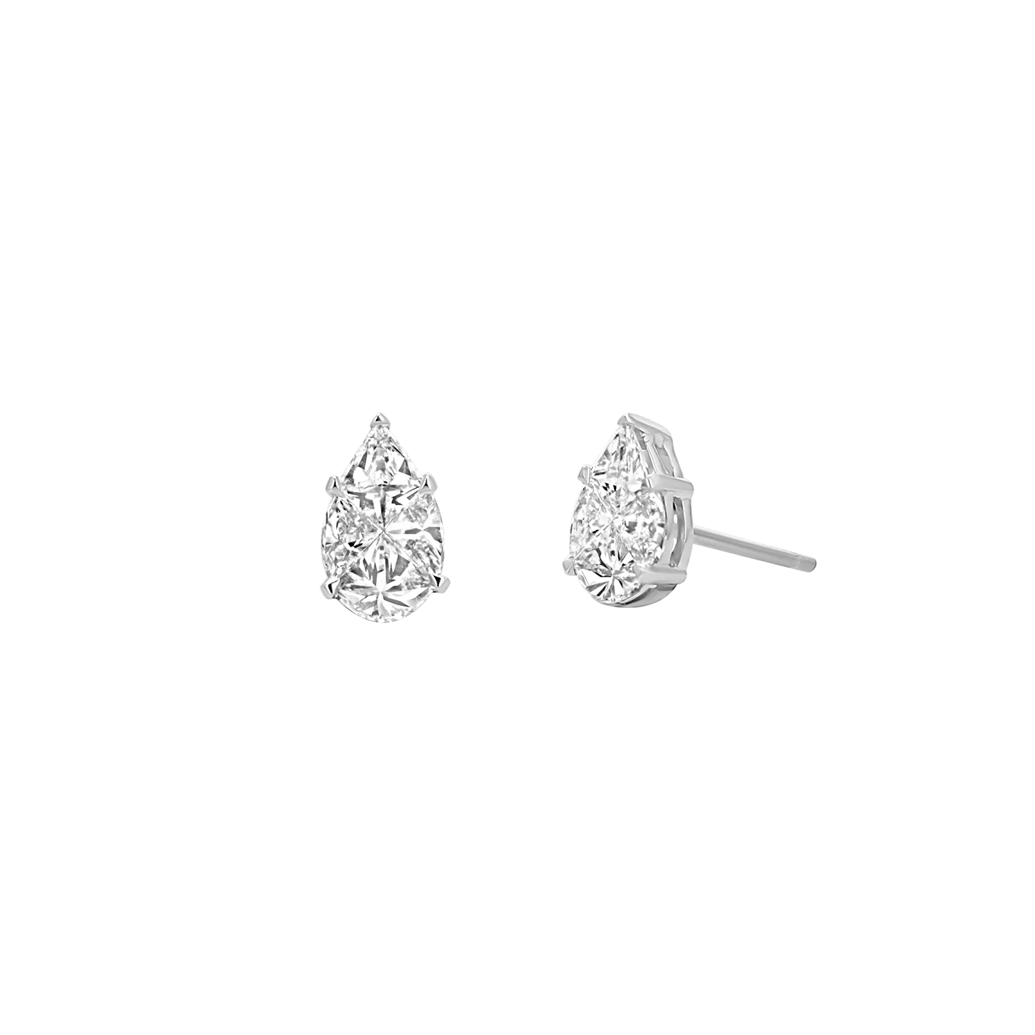 Pear Shape Illusion Set Diamond Stud Earrings