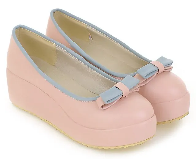 Pink Bow Platforms for Ballet Flats