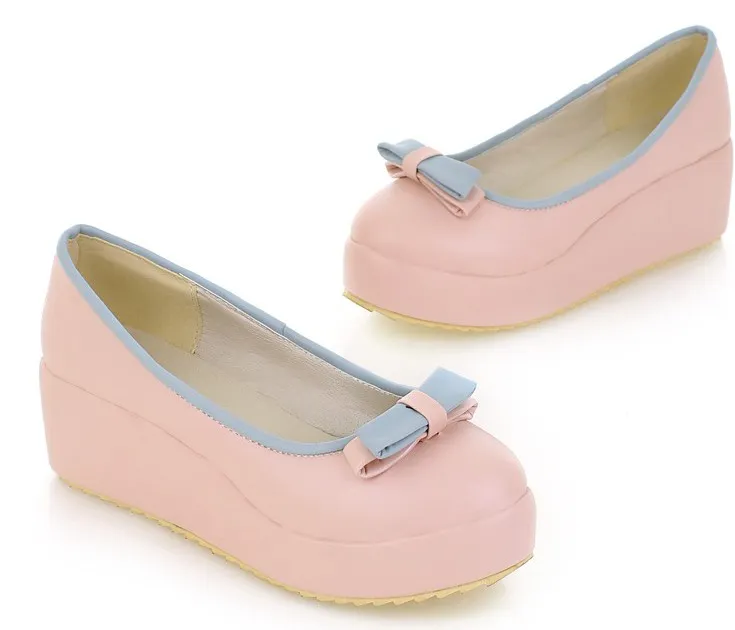 Pink Bow Platforms for Ballet Flats