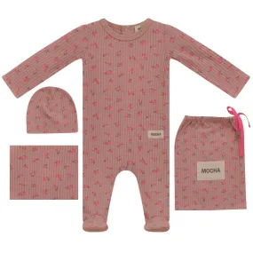 Pink Mocha Flower Girl Layette Set