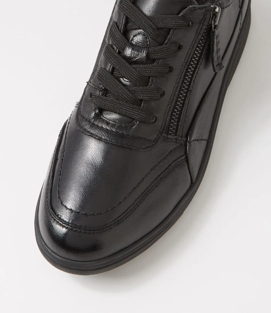 PLANET Kari Black Leather Sneakers