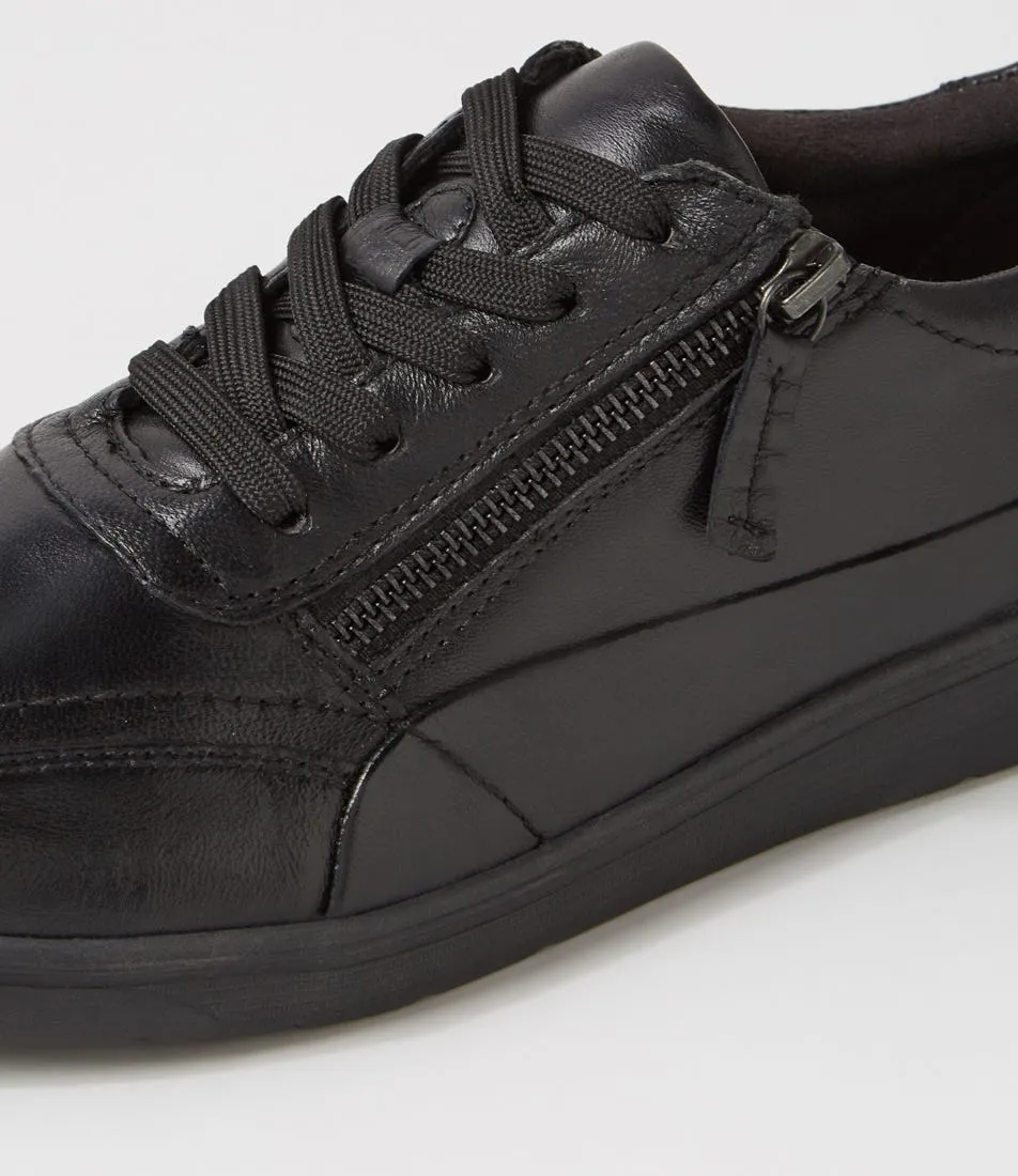 PLANET Kari Black Leather Sneakers