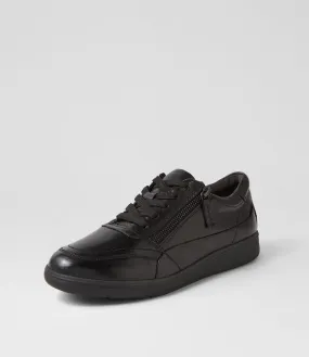 PLANET Kari Black Leather Sneakers