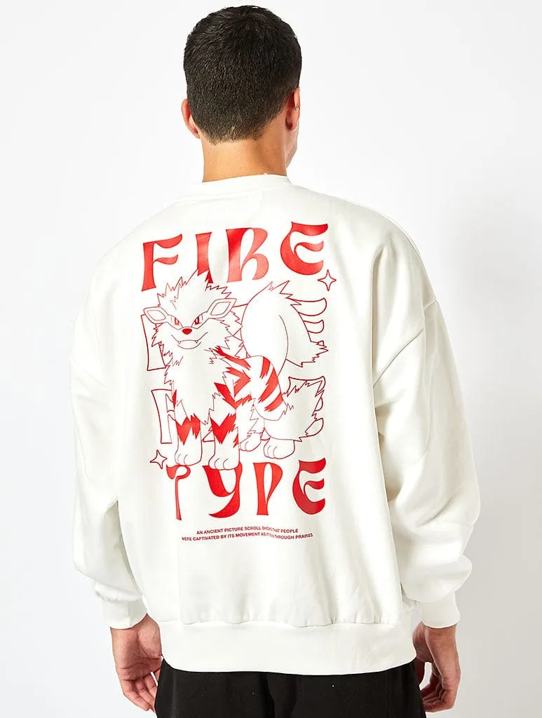 Pokemon Men's Arcanine Sweatshirt In White