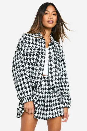 Premium Houndstooth Boucle Bomber Jacket