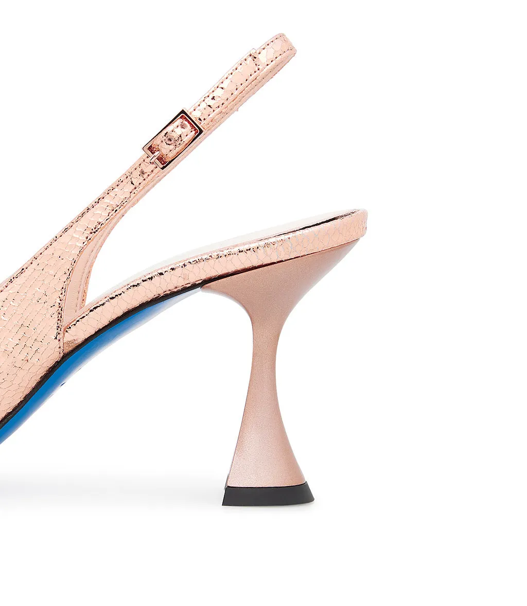 Printed Leather Slingback Pumps in Rose Gold - Shop Now