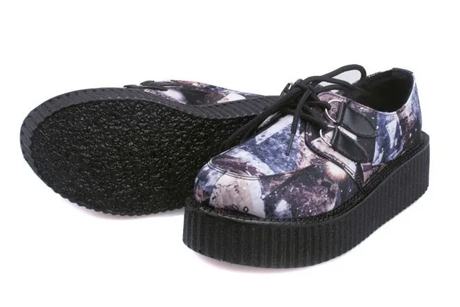 Purple Galaxy Stars Universe Lace Up Platform Creepers