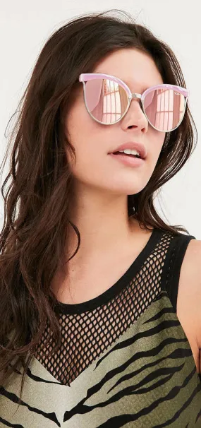 Pink Stardust Sunglasses by Quay Mirror