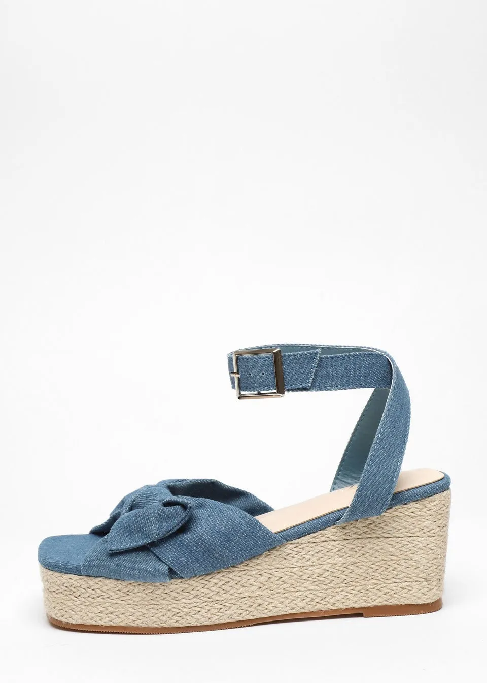 Blue Woven Bow Front Wedges