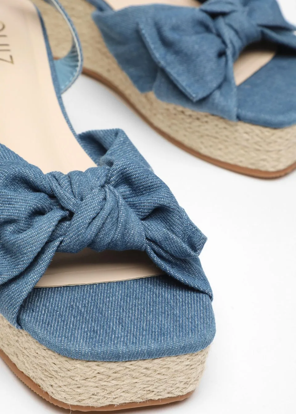 Blue Woven Bow Front Wedges