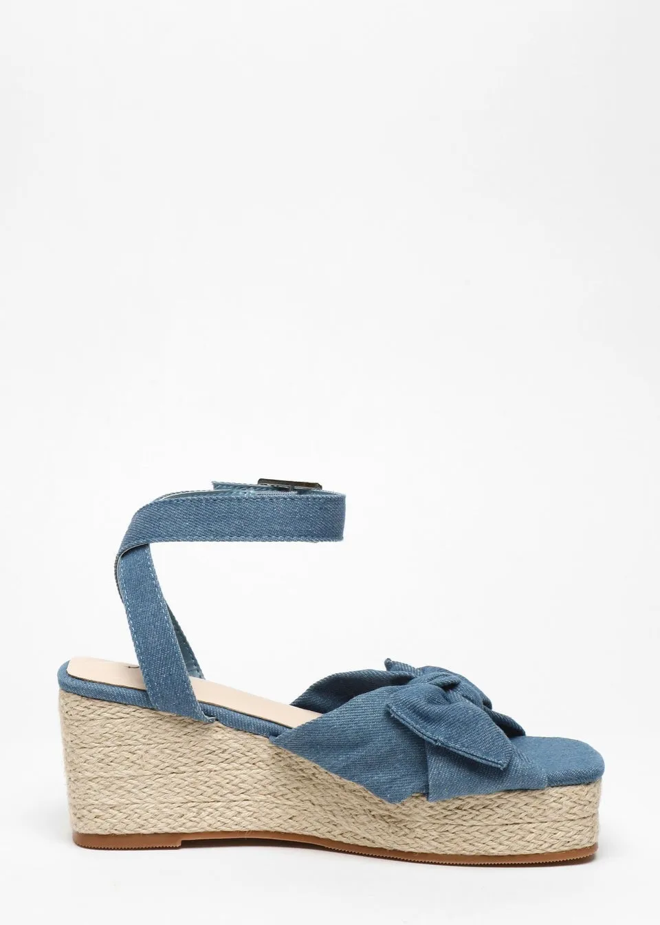 Blue Woven Bow Front Wedges