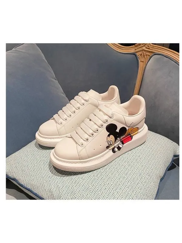 Oversized White Genuine Leather Mickey Ravello Sneakers