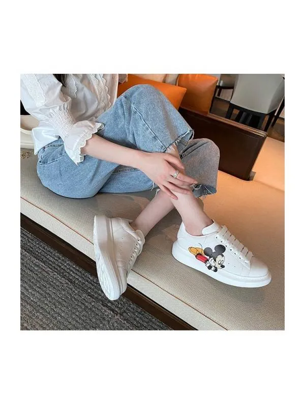 Oversized White Genuine Leather Mickey Ravello Sneakers