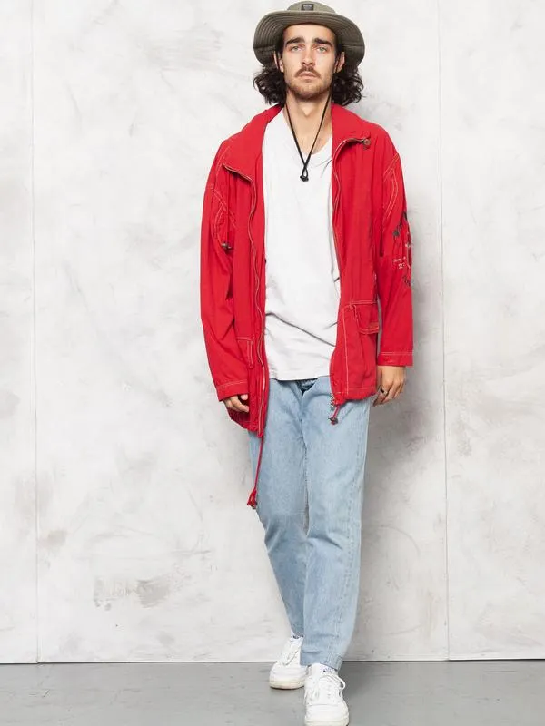 Red Windbreaker Men Jacket